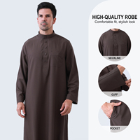 Robe musulmane islamique respirante à manches longues, robe arabe du Qatar, Kandura du Golfe, vêtements traditionnels pour la prière de l'Aïd, à porter au quotidien
