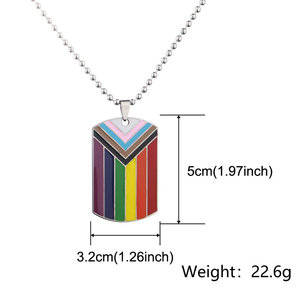 Collar con Colgante de Placa de Acero Inoxidable Esmaltado Personalizado con la Bandera del Orgullo LGBTQ para Hombres y Mujeres, Joyería del Orgullo Arcoíris - Product Image 6
