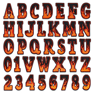 Nouveaux patchs brodés thermocollants à lettres et chiffres anglais motif flamme rouge, sans couture, pour la décoration de vêtements et sacs - Product Image 1