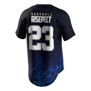 Uniformes de Béisbol Hip-Hop de Manga Corta con Sublimación de Logotipo Personalizado, Camiseta Deportiva Azul Completa para Hombre - Product Image 2