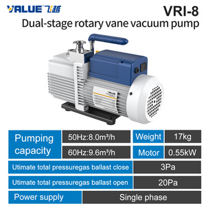Klima için VRI-8 220V 550W 8m 3/h HVAC 2 aşamalı çift kademeli soğutma Mini döner kanatlı hava AC vakum pompası - Product Image 2