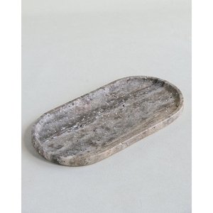 Plateau en Pierre Naturelle Travertin Argenté pour Bijoux, Parfums, Rouges à Lèvres – Présentoir en Marbre pour Maison, Hôtel, Chambre à Coucher - Product Image 4