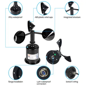 Anemometer Wind Sensor RK100-02 Hall Effect 3 Cups Type Plastic Wind Speed Anemometer Sensor For Weather Station