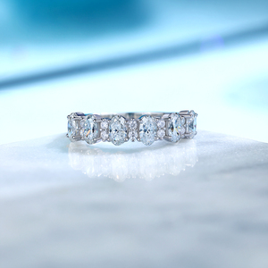 <span class=keywords><strong>Bague</strong></span> demi-éternité empilable en argent sterling S925 avec moissanite taille cœur 1,94 CTW pour <span class=keywords><strong>femme</strong></span> - Product Image 3