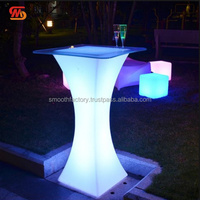 Table de bar à cocktails avec éclairage LED RVB pour événements de mariage, fête, discothèque, meuble de bar lumineux en gros, SMOOTH