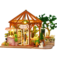 Kit de bricolage pour café de jardin et coin lecture, puzzle 3D en bois, mini maison de poupée, diorama, artisanat à assembler soi-même, cadeau pour adultes et enfants