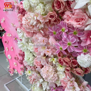 Toile de fond moderne détachable lisse rose papillon photo grand arrangement de fleurs géantes pour support de décoration de fête de mariage - Product Image 6
