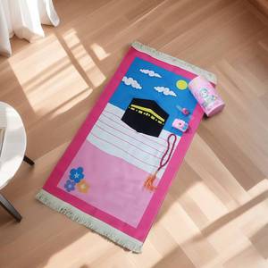 Alfombra islámica de 50 * 90 cm en stock, tapete de oración infantil de poliéster lavable, apto para lavar a máquina, ideal para el hogar y viajes, regalo. - Product Image 4