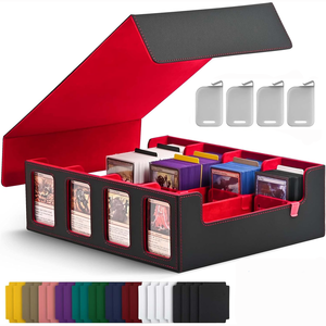 Très Durable Grande Capacité Quatre Rangées Boîte à Cartes en Cuir PU Triple Fenêtre Affichage Trois Royaumes Tuant Double Emballage Imprimé - Product Image 6