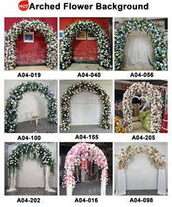 Arco de Boda Elegante para Decoración de Entrada, Arco de Flores Artificiales con Rosas Blancas y Follaje Verde con Cortinas - Product Image 5