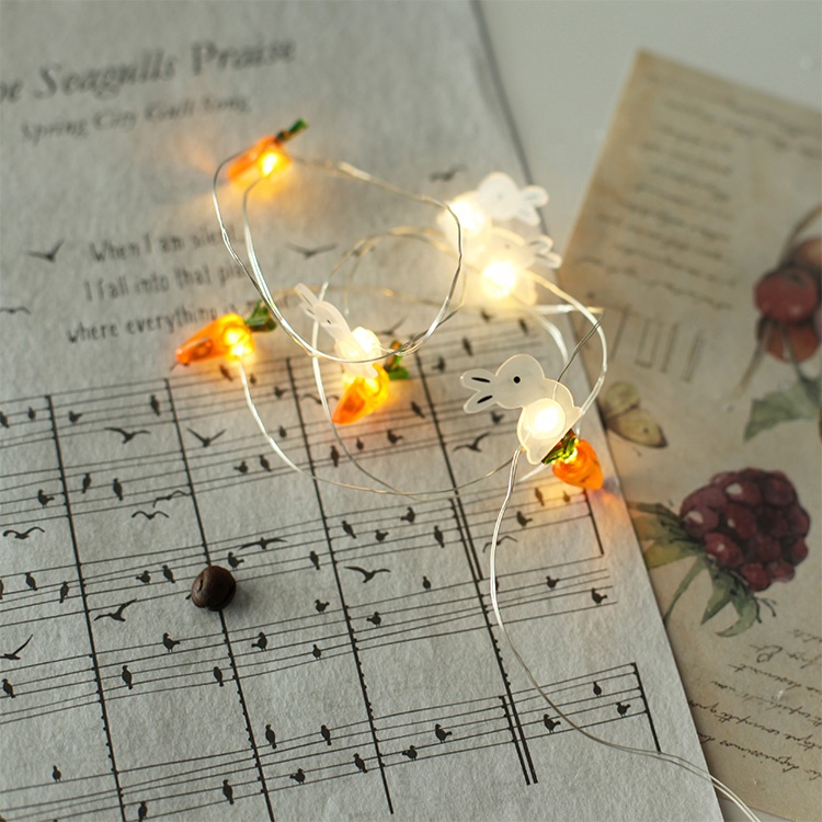 Пасхальный милый кролик морковь дети Свет Струны для детской комнаты