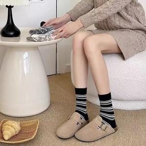 Women's Striped Mid-Calf Slouch <b>Socks</b> <b>Breathable</b> Sweat-Absorbing Casual Style Spring Autumn Wear - Product Image 5