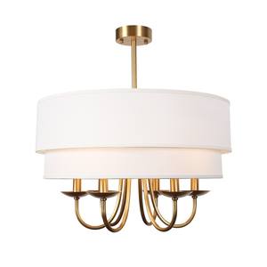 Lámpara de Araña Moderna de Cobre Personalizada de Fábrica con 6 Luces, Pantalla de Tela Tipo Tambor, Estilo Rústico Tradicional para Comedor - Product Image 1