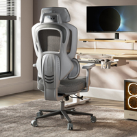 Chaise ergonomique hybride AJUNION avec soutien lombaire adaptatif, accoudoirs 3D, dossier réglable en mesh pour un confort tout au long de la journée, idéale pour le bureau et le gaming