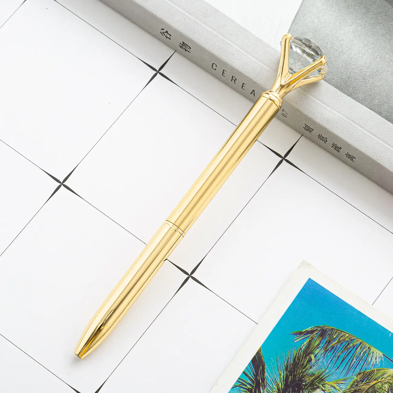 Online alışveriş stok elmas Top tükenmez kalem özel Logo Metal elmas kalem iş hediye