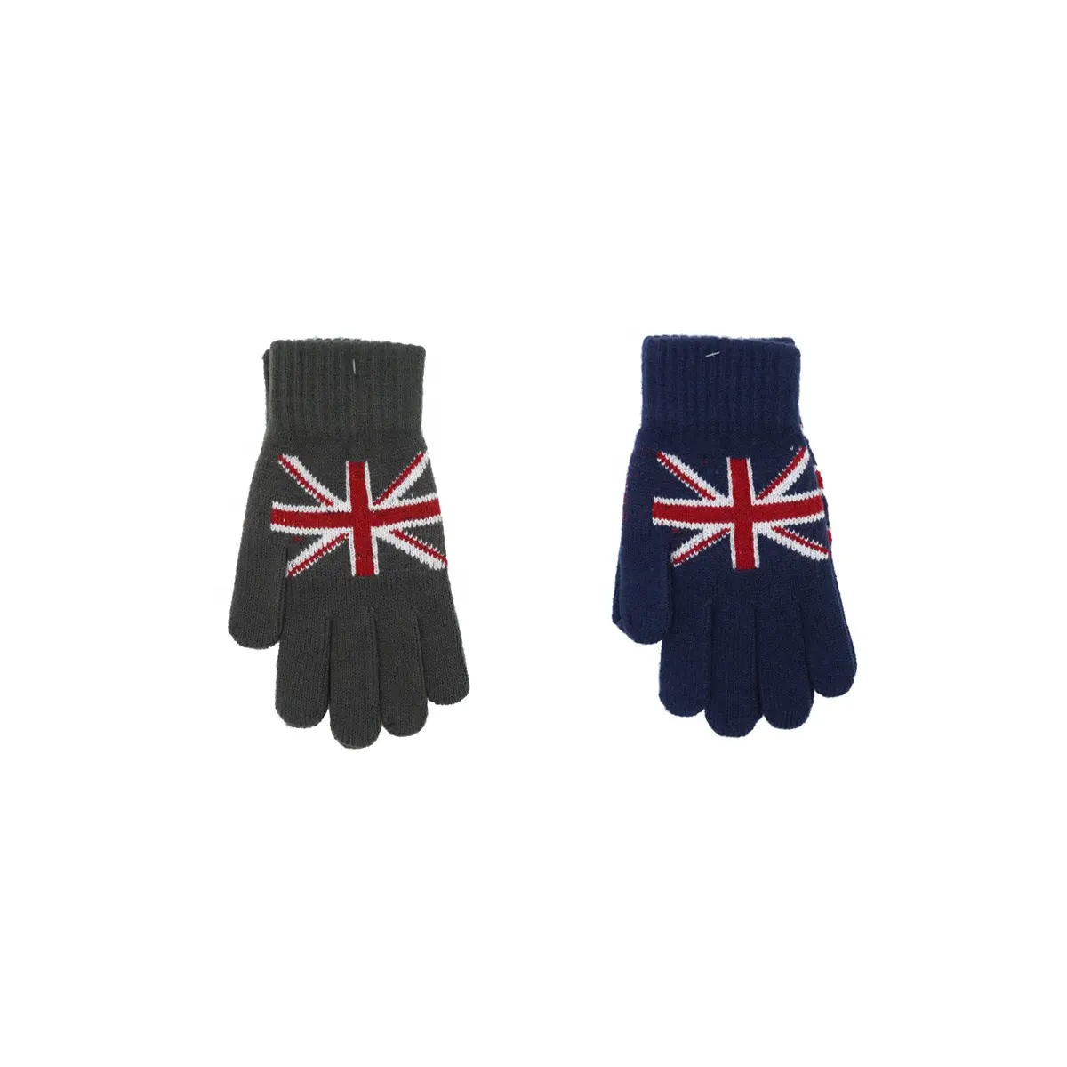 Gants de ski Gants d'hiver à rayures pour hommes Royaume-Uni Angleterre Londres National Union Jack Drapeau Mitaines tricotées Vente en gros