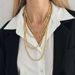 Collar de Moda con Cuentas Cuadradas de Diseño Nuevo, Collar de Varias Capas con Cuentas CCB, Chapado en Oro de 18K, Conjunto de Collares de Joyería con Cadena de Eslabones para Mujer - Product Image 2