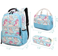 Mochila Unisex de Alta Calidad con Diseño de Unicornio Azul, Linda Mochila Escolar Ligera con Dibujos Animados de Animales para Niñas