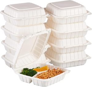 Emballages alimentaires compostables écologiques 3-en-1, boîtes à emporter jetables - Product Image 1