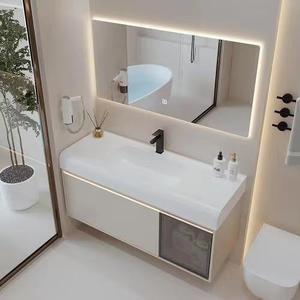 Mueble de Baño de Pared de Diseño Simple con Acabado Lacado, Mueble de Baño de Madera de Lujo Evkur con Luz para el Hogar - Product Image 6