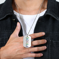 Collier punk en acier inoxydable plaqué argent avec pendentif arc-en-ciel personnalisé pour meilleur ami gay ou lesbienne, symbole de l'unité LGBT
