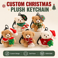 Porte-clés en peluche ours de Noël mignon sur mesure, directement de l'usine, fabricant OEM ODM pour cadeaux, marques à étiquette privée et commandes en gros