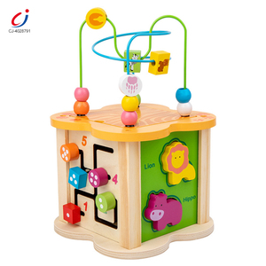 Juguete Educativo Temprano Montessori Chengji, Juguete <span class=keywords><strong>de</strong></span> Madera <span class=keywords><strong>para</strong></span> el Desarrollo Intelectual del Bebé, Cubo <span class=keywords><strong>de</strong></span> Actividades <span class=keywords><strong>de</strong></span> Madera <span class=keywords><strong>con</strong></span> Cuentas y Laberinto, Diseño <span class=keywords><strong>de</strong></span> Dibujos Animados - Product Image 1