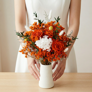 Decorazione da Tavolo <span class=keywords><strong>con</strong></span> <span class=keywords><strong>Rose</strong></span> Stabilizzate e Fiori Secchi Blu Fatti a Mano per il Ritorno a Scuola e il Ringraziamento - Product Image 3