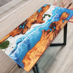 Elegante juego de mesa consola de madera maciza para comedor, restaurante, cocina, Bar, mesa consola de madera maciza con panel de madera de resina epoxi 1 - Product Image 4