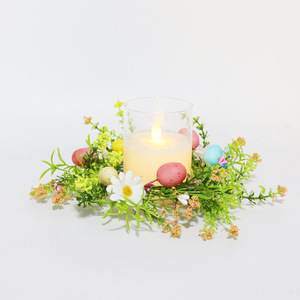 Decorative Wreath New Style Small Flower Spring <b>Candle</b> Ring Easter Egg Garland Valentine's Day Home Decoration High Quality Foam - Product Image 4