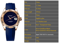 Montre de luxe en acier inoxydable avec mouvement mécanique NH35, aiguilles automatiques, calendrier, résistance à l'eau 3BAR, montre-bracelet personnalisée pour homme