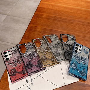 Funda de teléfono de lujo con diseño de mariposa para <span class=keywords><strong>Samsung</strong></span> S25 Ultra S24 S23, funda de teléfono brillante para iPhone 17 Pro Max, funda trasera de diamante - Product Image 2