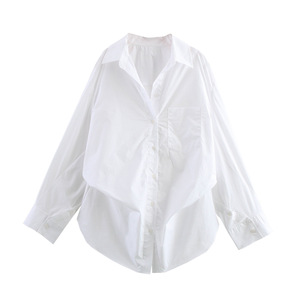 Collezione all'ingrosso 2025 primavera estate camicia <span class=keywords><strong>a</strong></span> righe larghe da donna Casual manica <span class=keywords><strong>a</strong></span> <span class=keywords><strong>pipistrello</strong></span> lungo monopetto Top europeo - Product Image 4