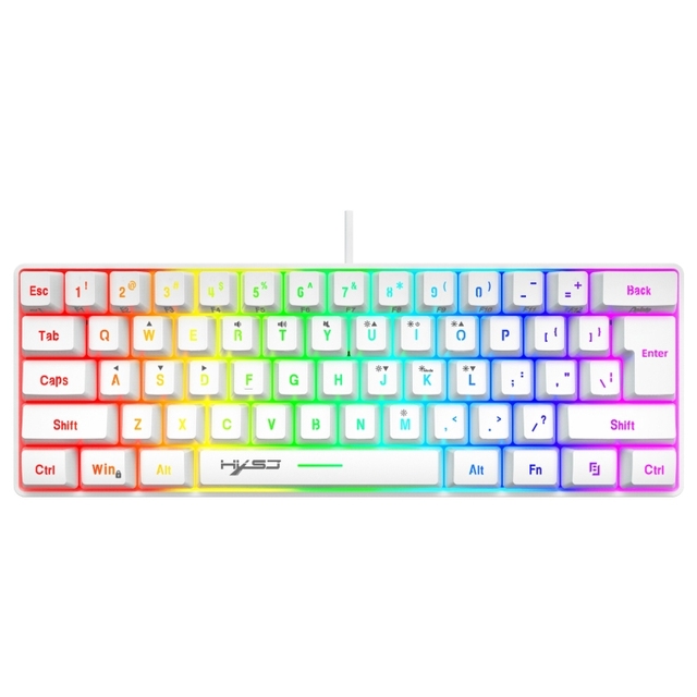 Gaming Keyboard Wholesale 61-Key RGB Lighting Wired Gaming Keyboard - White Color