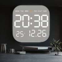 Reloj de pared y escritorio electrónico LED multifuncional blanco, nuevo diseño Simple, dibujo de alambre de Metal caliente analógico-digital transfronterizo