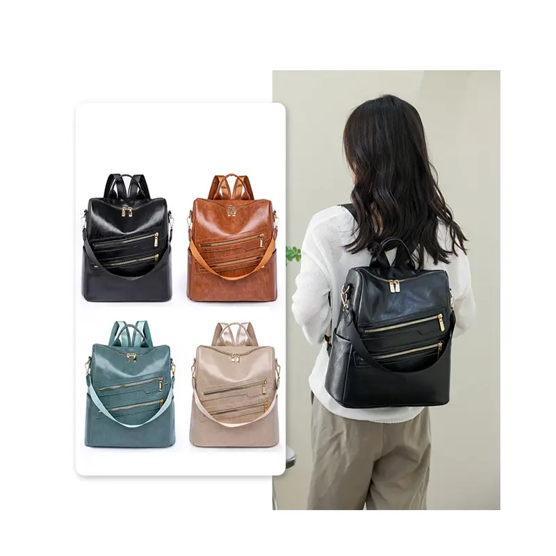 New Women's Fashion Backpack Purses Wholesale Multipurpose Design back pack and Shoulder Bag PU Leather Travel bag