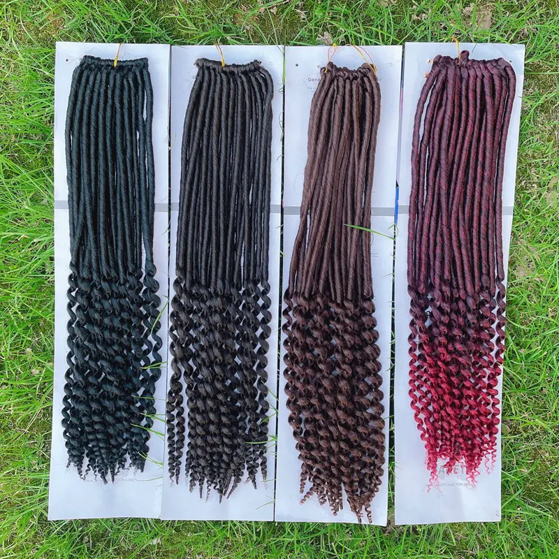 18 Inch 45Cm 20 Roots/Pack Straight Crochet Faux Locs Với Tóc Xoăn Kết Thúc Xoắn Bím Tóc