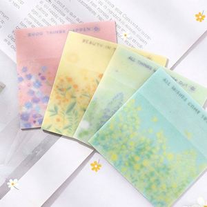 50 Sheets Transparent Lucky Flower Pattern Sticky Notes Set Self-Adhesive <b>Memo</b> <b>Pads</b> Motivational Quotes Office - Product Image 1