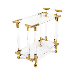 Moderne gouden barwagen met glazen acryl design, geschikt voor thuisbar, eetkamer, woonkamer, hotels & restaurants - Product Image 2