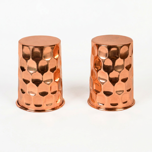 Gobelet à jus vintage en cuivre, tasse à boire texturée artisanale, finition patinée, verre métallique, pour cuisine et salle à manger, ensemble cadeau en gros - Product Image 2