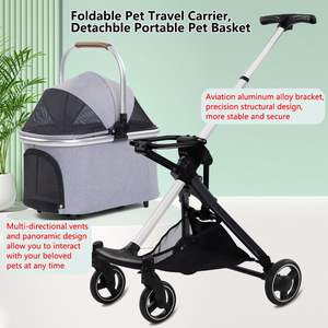 <span class=keywords><strong>Poussette</strong></span> pour animaux de compagnie pour petits/chiens moyens Chats Léger Pliable Chariot à 4 roues Conception ventilée Panier de rangement amovible Portable - Product Image 3