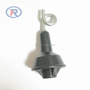 Poteau en acier à ressort de 110 cm, recouvert de rouge, avec isolateur supérieur en plastique / Poteau en acier à ressort galvanisé pour clôture électrique - Product Image 5