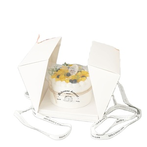 Hot Sale White Folding Bakery Boxes With PVC Window Low MOQ Custom Size In Stock Cake Boxes With Silk Ribbon
