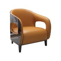 Fauteuils de salon en cuir orange nordique haut de gamme, meubles de maison, fauteuil d'appoint, canapé moderne de luxe, fauteuil simple