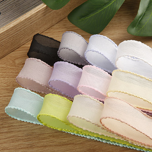 Ruban de bord de couleur unie personnalisé pour vêtements chaussures nœud floral bricolage accessoires de cheveux pour enfants matériel <span class=keywords><strong>bande</strong></span> de <span class=keywords><strong>gaze</strong></span> de neige en polyester - Product Image 1