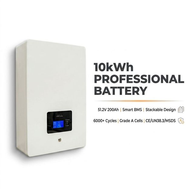 Professional 10kWh LiFePO4 Battery 51.2V 200Ah Smart BMS Stackable Energy Storage Wall-Mounted Grade a 6000 Cycles