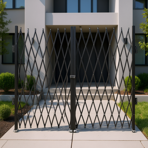 Porte de sécurité accordéon en acier à double pliage, 61 x 122 pouces, rétractable, commande manuelle, pour garage et remise - Product Image 2