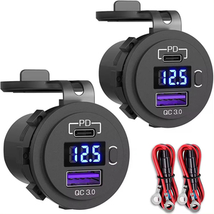 12V/24V Dual USB Outlet PD3.0 & QC3.0 Puerto USB para automóvil con voltímetro LED e interruptor de encendido/apagado - Product Image 3