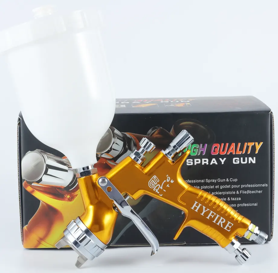 GTI PRO LITE Gold 1.3mm Nozzle LVMP Tool Pistol Spray Gun Cars Paint 600ml cup made in UK