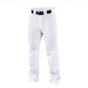 Pantalon de baseball blanc pour homme, coupe classique, 100% polyester, fermeture à ceinture avec poches, toutes saisons, couleur unie - Product Image 2